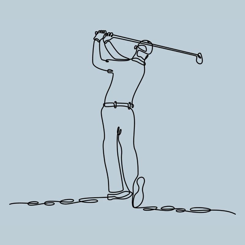 Golf Player Line Art Black