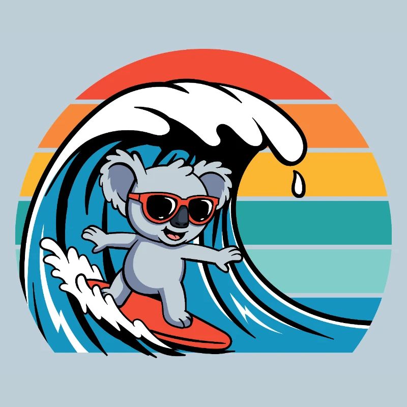 Koalabär Mit Sonnenbrille Retro Surfern Koala