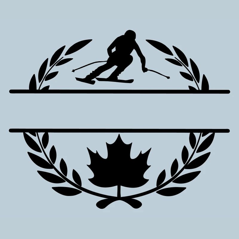 Canada maple leaf descent skier in laurel wreath
