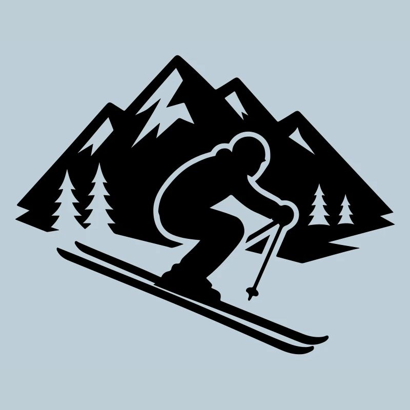 Piste Ski Silhouette Mountains