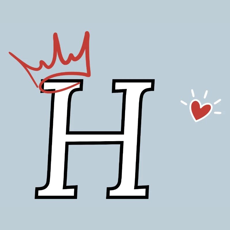 Letter h crown heart