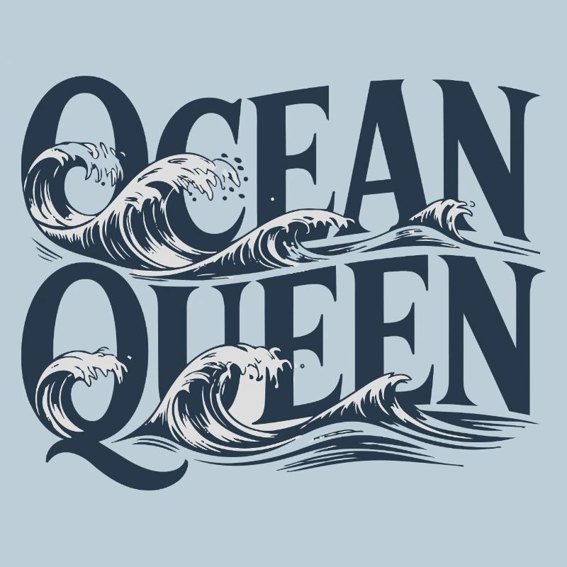 Ocean Queen - Waves Typography Design