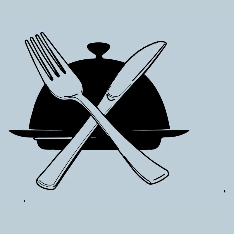 Bowl with knife and fork