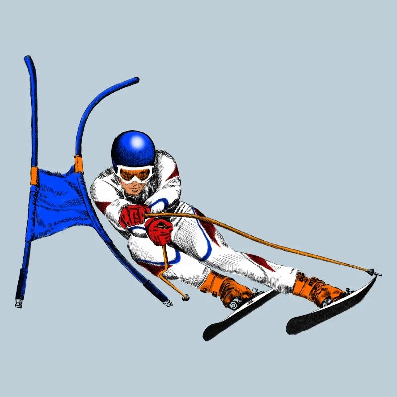 Alpine skis in archway flight