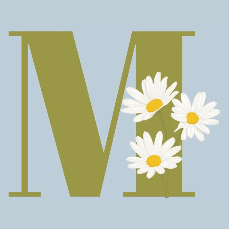 Buchstabe m grüne Gänseblümchen