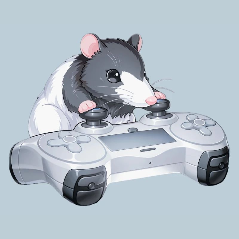 Ratty Gamer mit Controller – Kawaii Rat Meme