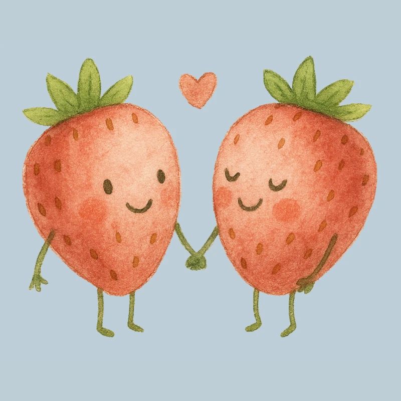 Kuschelige Erdbeeren Liebe Herz Pärchen Paar 