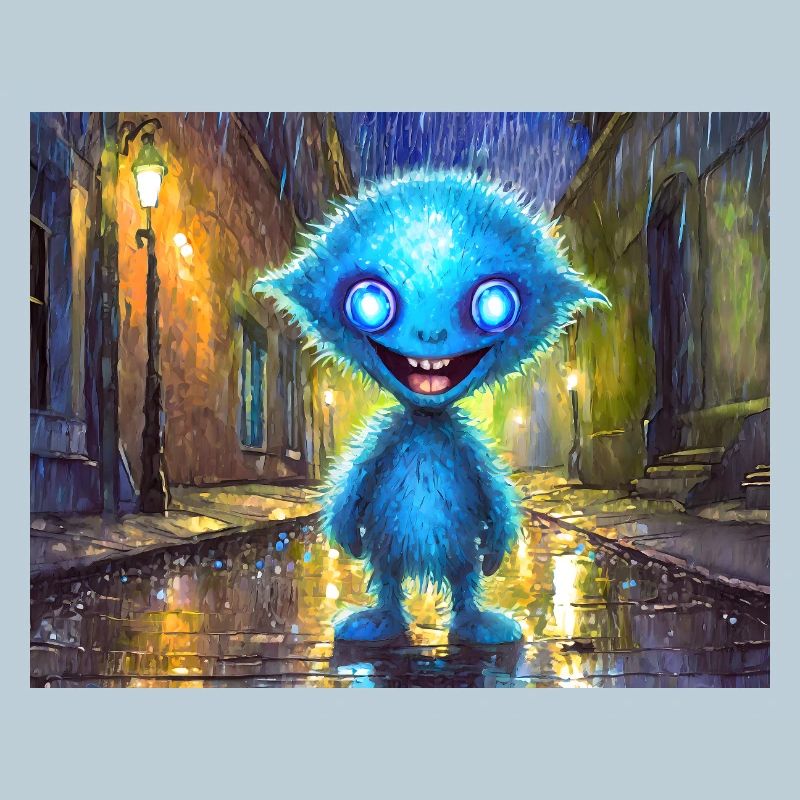 Monstre bleu drôle et rieur