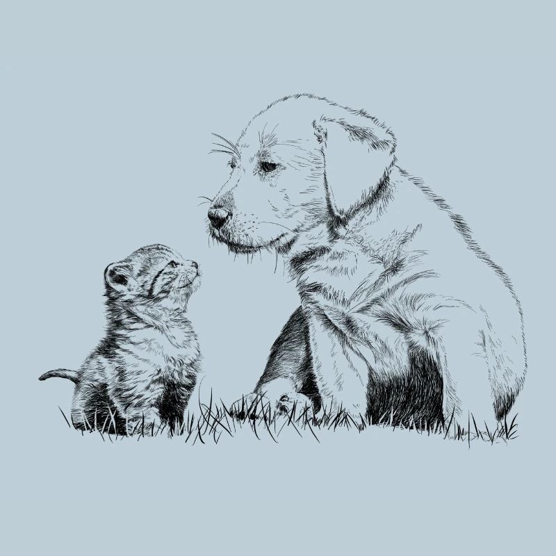Puppy and kitten