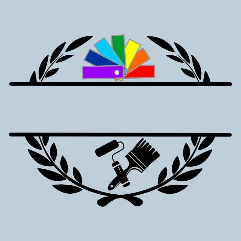 Farbfächerdeck in Lorbeerkranz mit Pinselroller