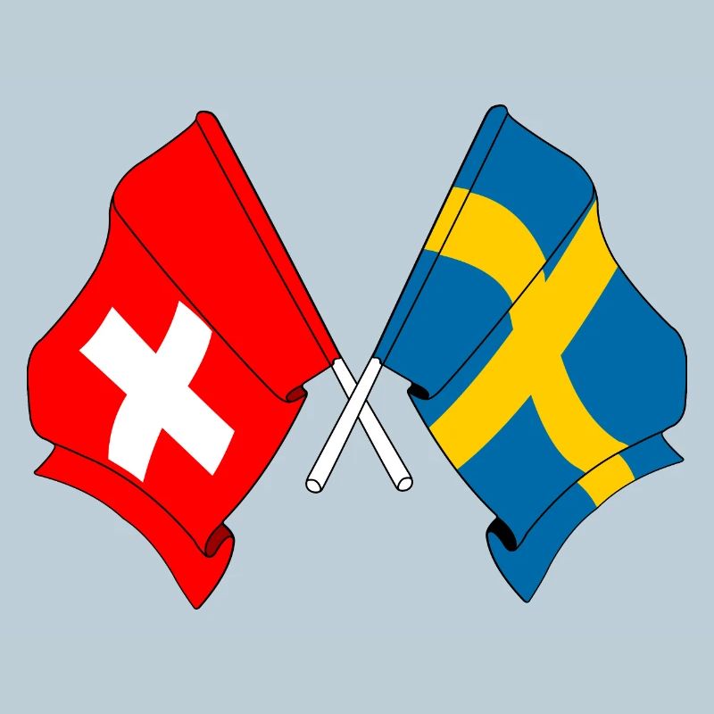 Drapeau de la Suisse et drapeau de la Suède