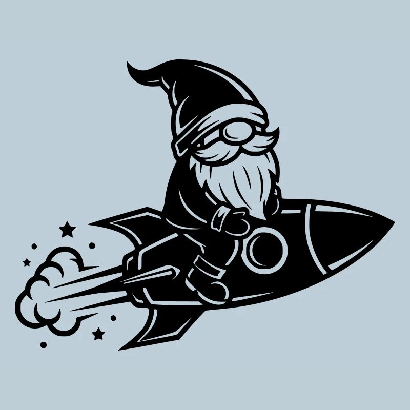 Illustration de bande dessinée Gnome Rides Rocket