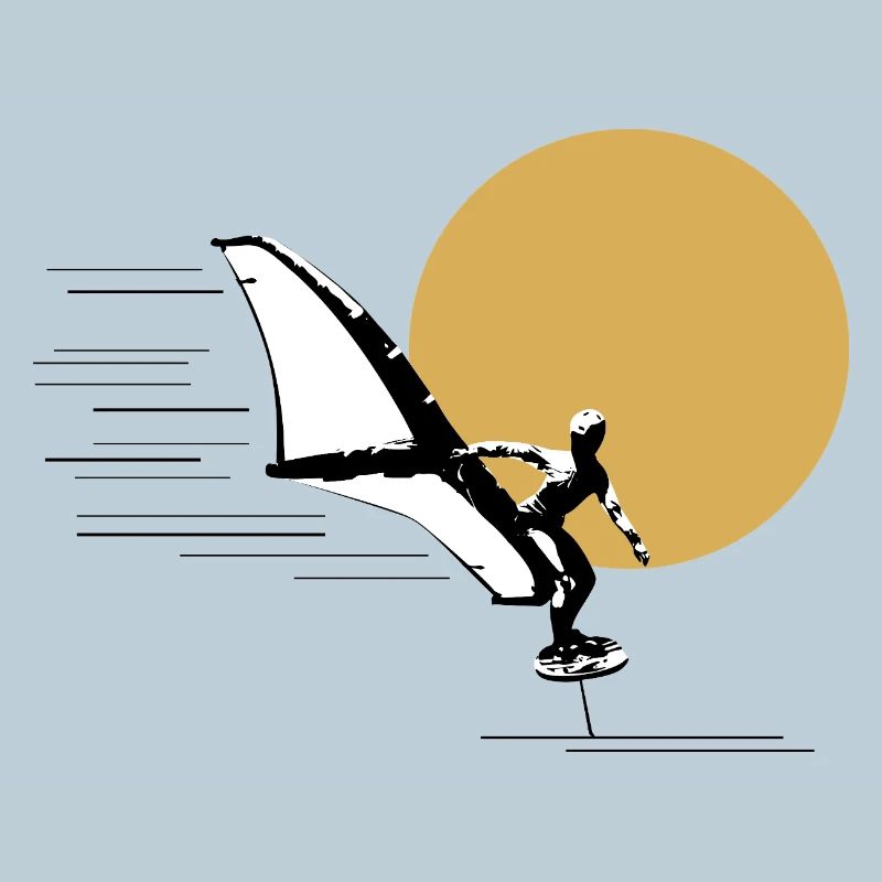 Wingfoiler devant le soleil