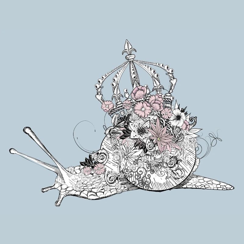 majestically decorated snail with flowers & crown