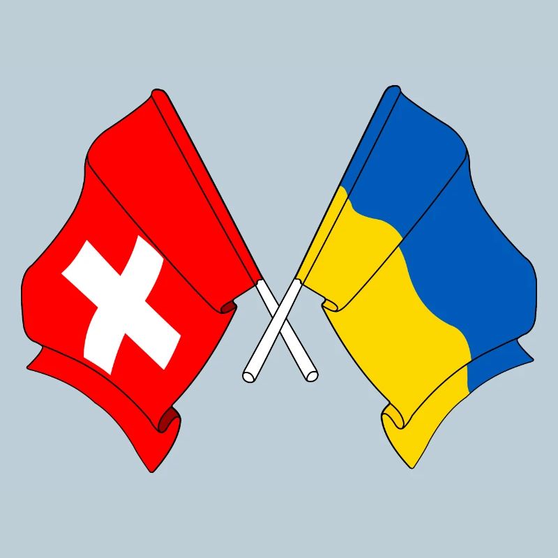 Drapeau de la Suisse et drapeau de l’Ukraine