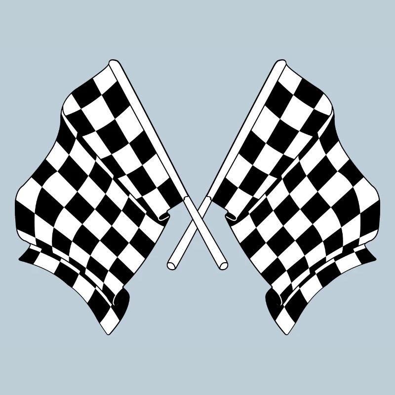 Two car racing flags crossed start finish