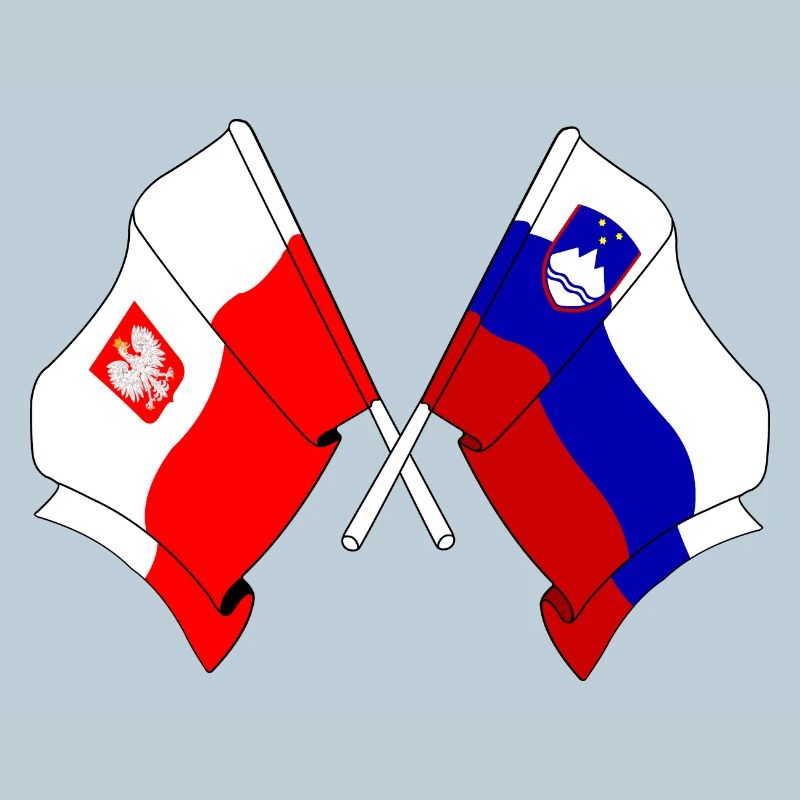 Drapeau de la Pologne et drapeau de la Slovénie