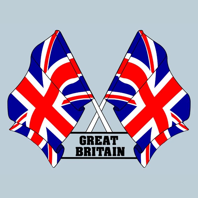 Crossed British flags with text
