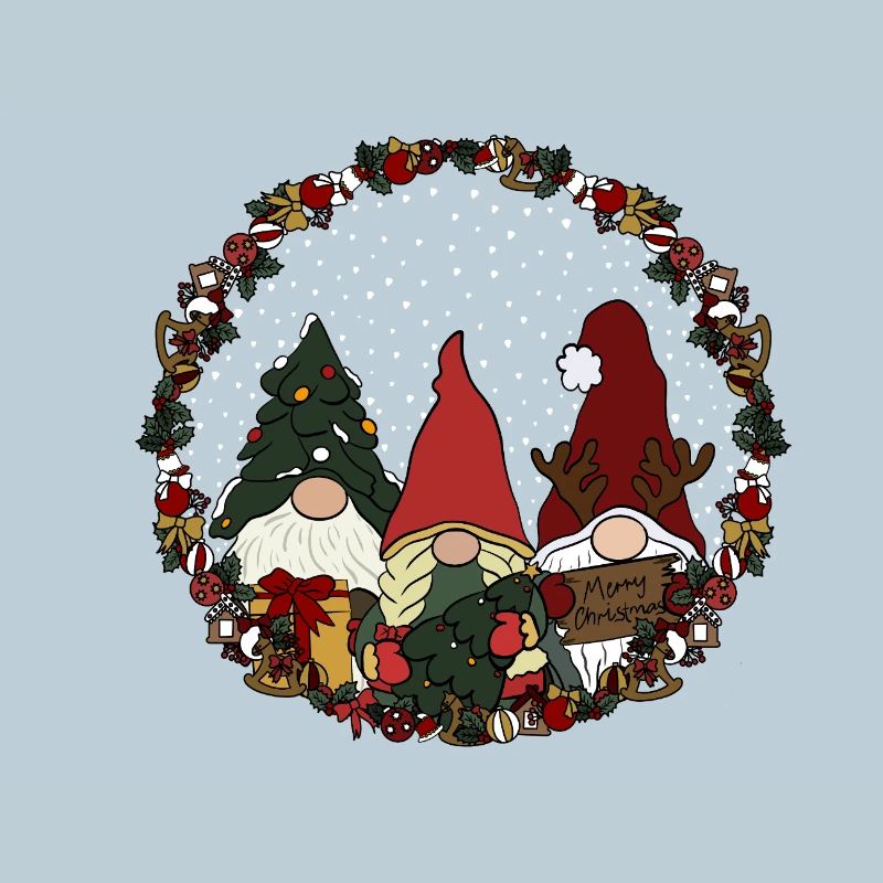 Wichtel  im Weihnachtskranz