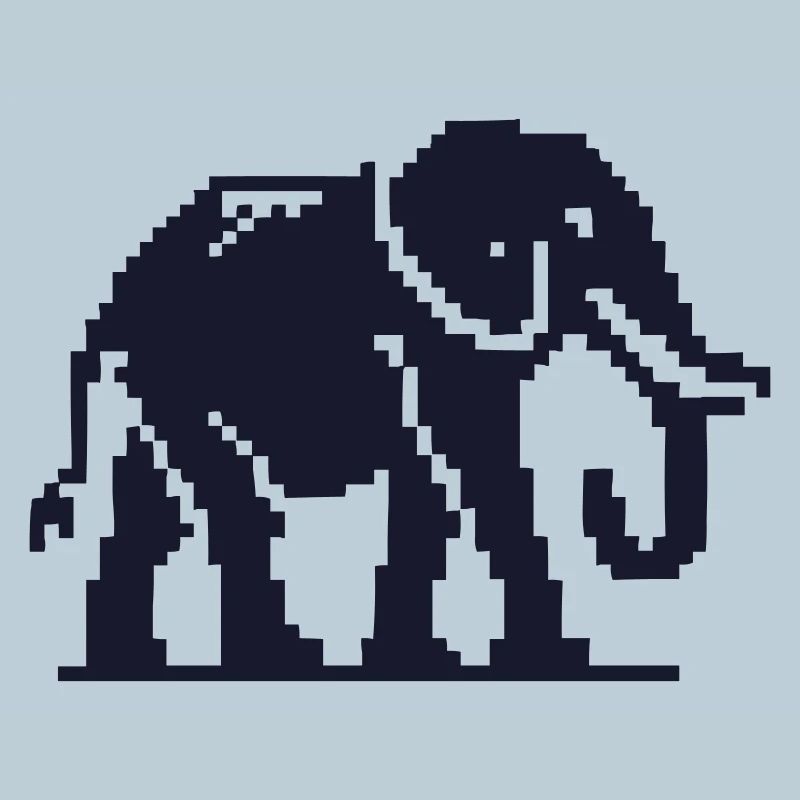 Elefant Pixelkunst Dunkelblau