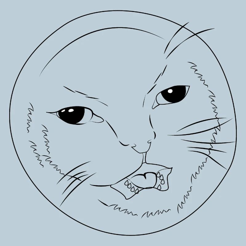Mignon Visage de chat drôle – Hehe Cat Meme Lineart