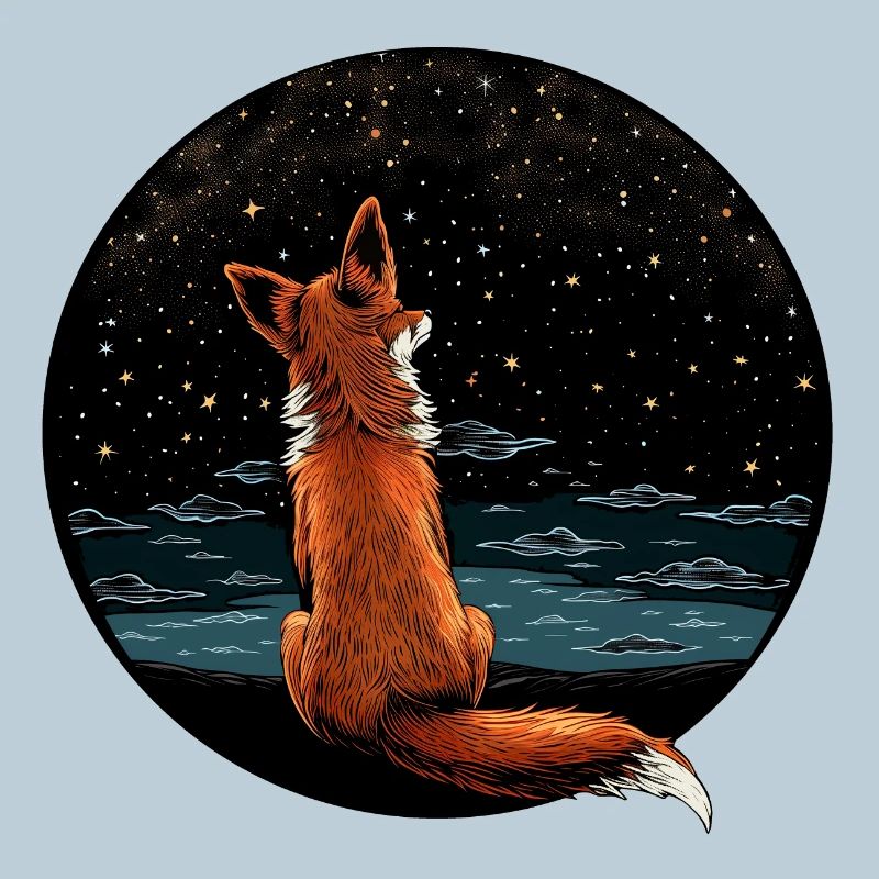 Fuchs mit Sternenhimmel