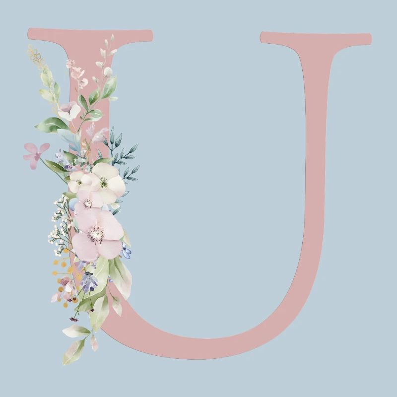 U Monogram, Floral, Personalizable
