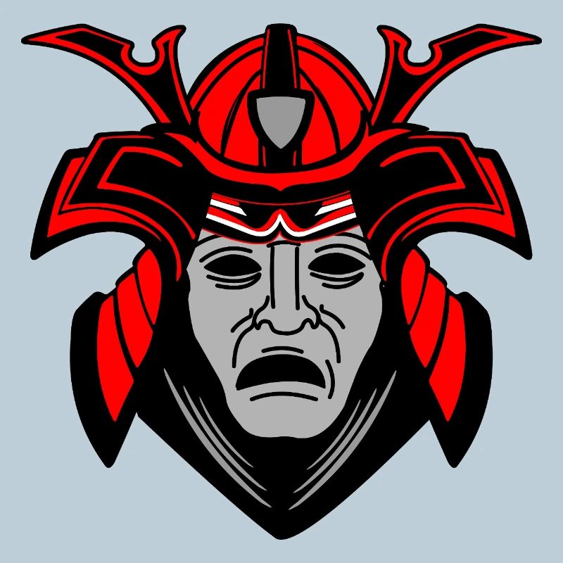 Gloomy Samurai Face with Helmet