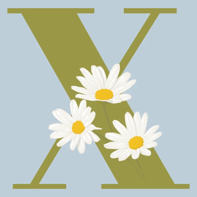 Buchstabe x Grüne Gänseblümchen