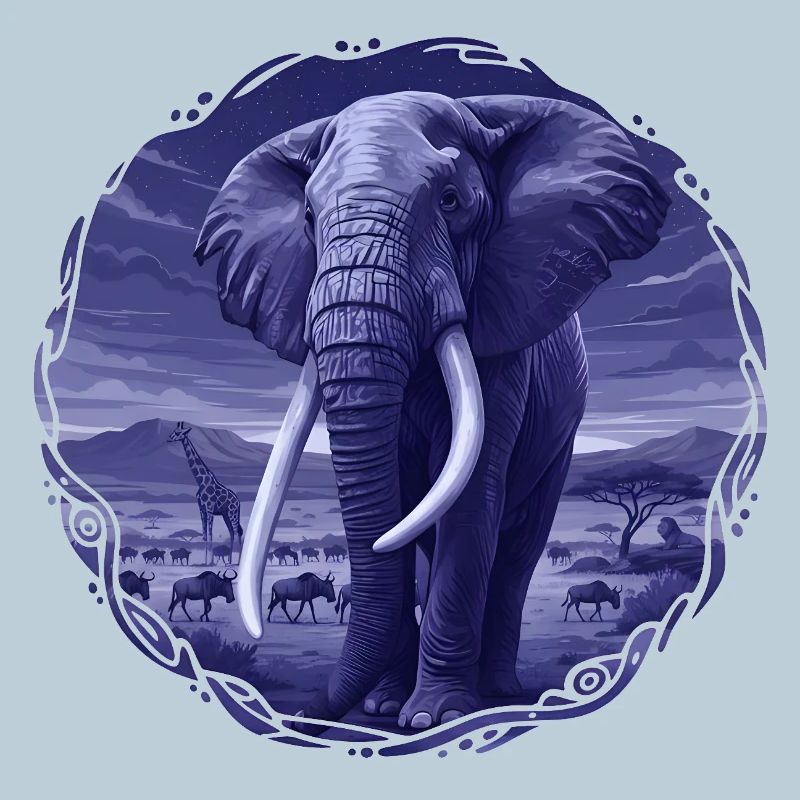 Nächtlicher Elefant in der Savanne