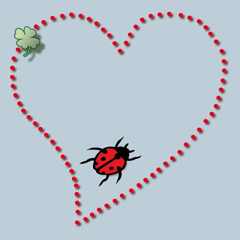 Heart with shamrock and ladybug