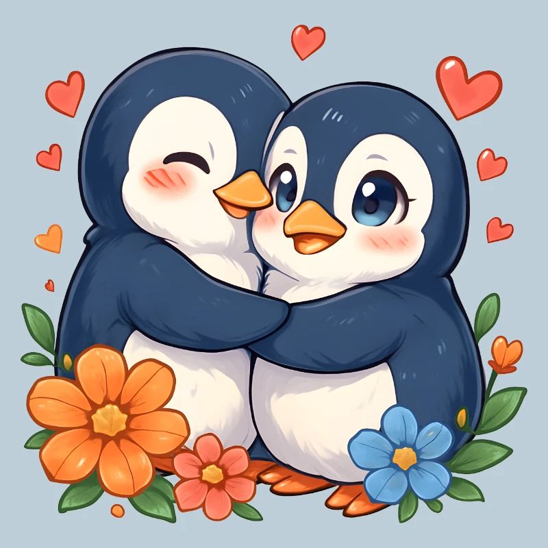 Cuddly Penguins Love Duo