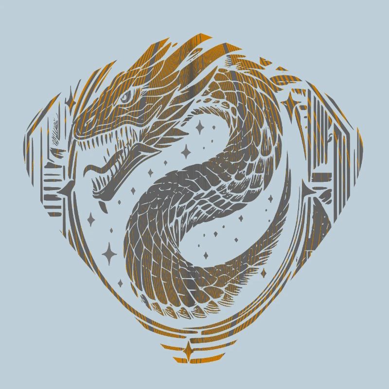 Serpent Dragon Céleste - Or & Argent Cosmique
