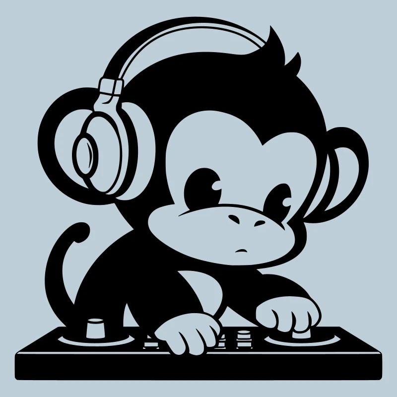 DJ Affe mit Kopfhörern