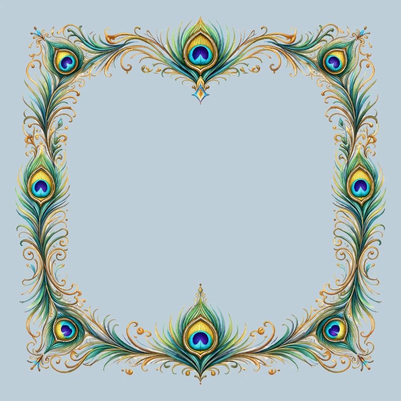 Peacock Feather Frame Ornament Boho Design