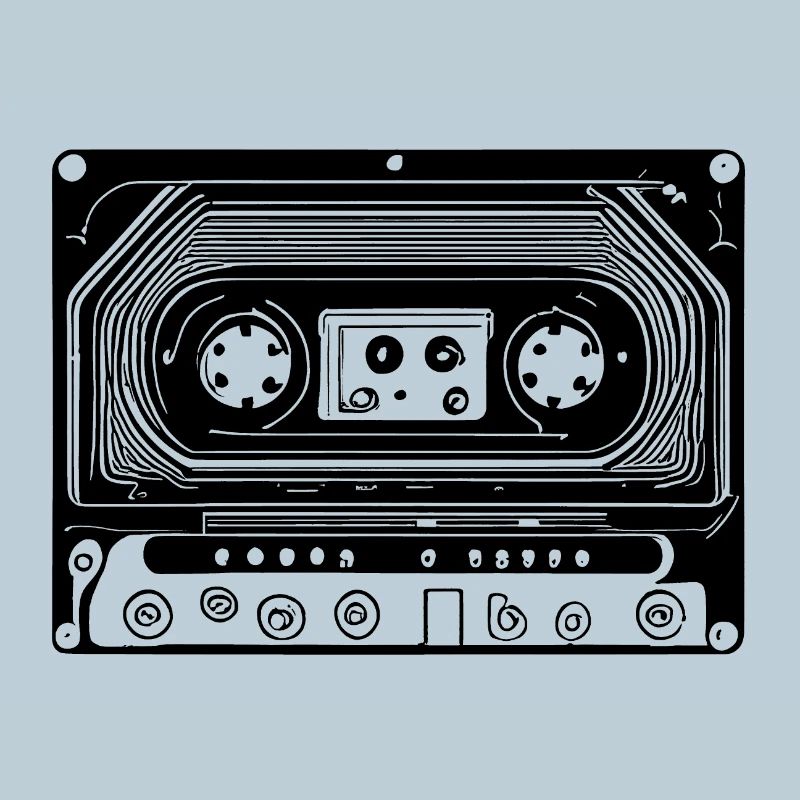 Cassette audio design rétro noir