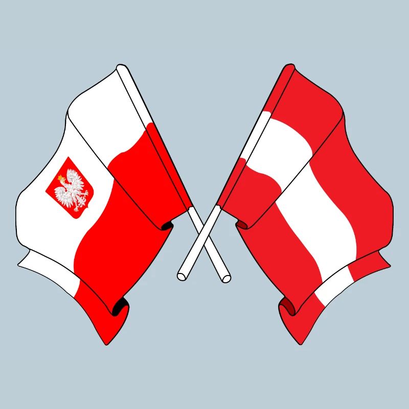 Drapeau de la Pologne et drapeau de l’Autriche