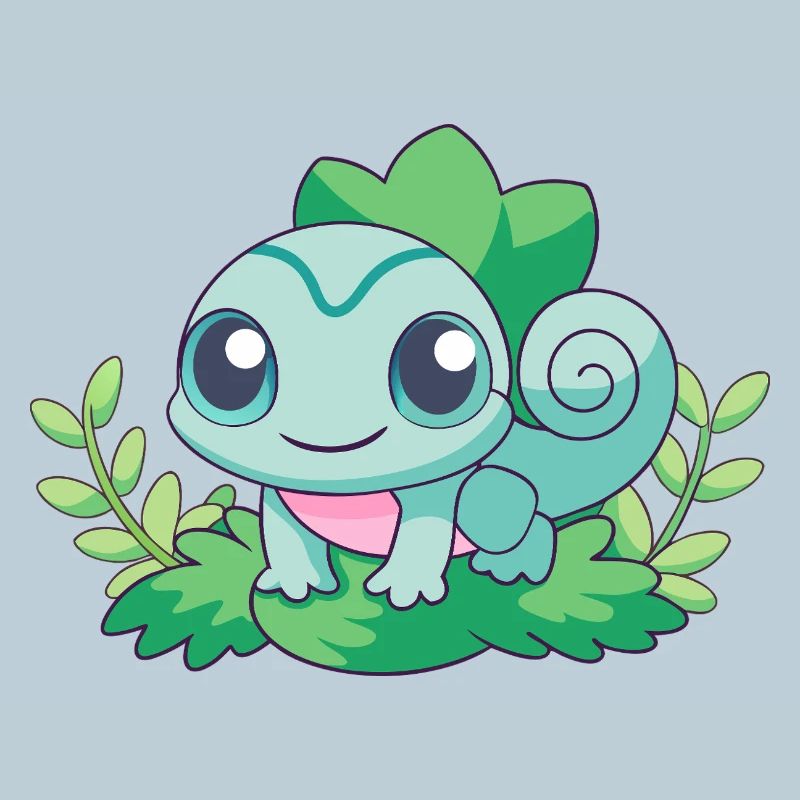 Baby Turquoise Chameleon on a Branch