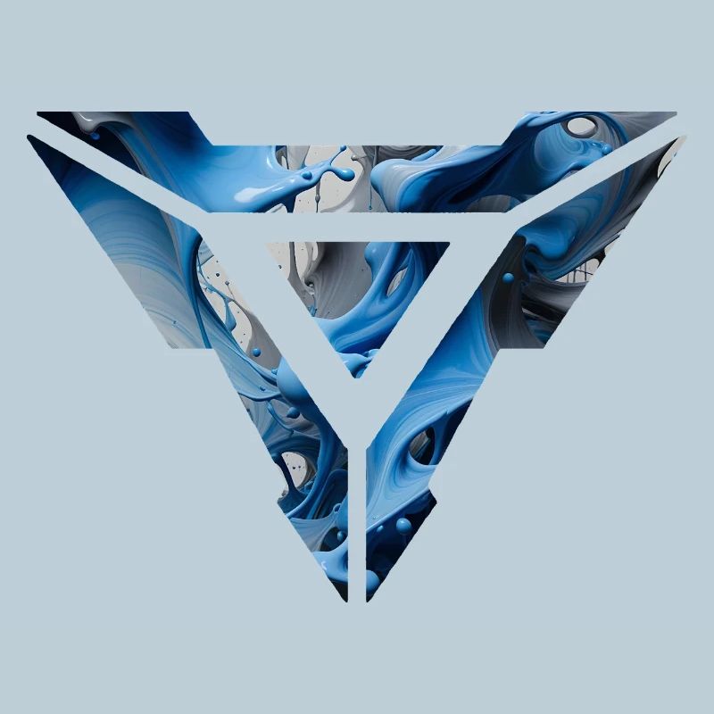 Abstract Blue Fluid Triangular Design