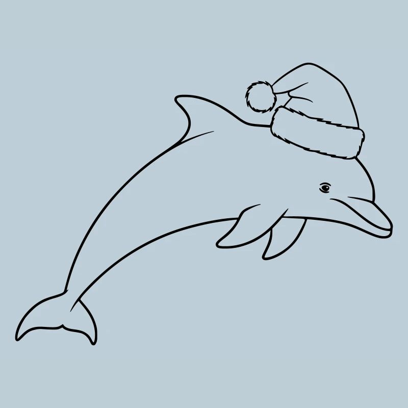 Dauphin de Noël avec un bonnet de Père Noël