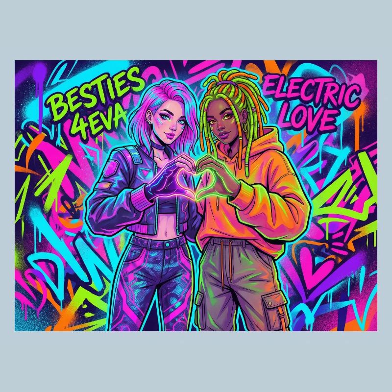 Duo de graffitis néon Best Friends