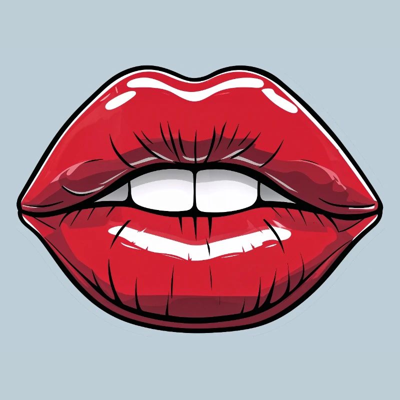 Lèvres embrassables Style bande dessinée rouge à lèvres
