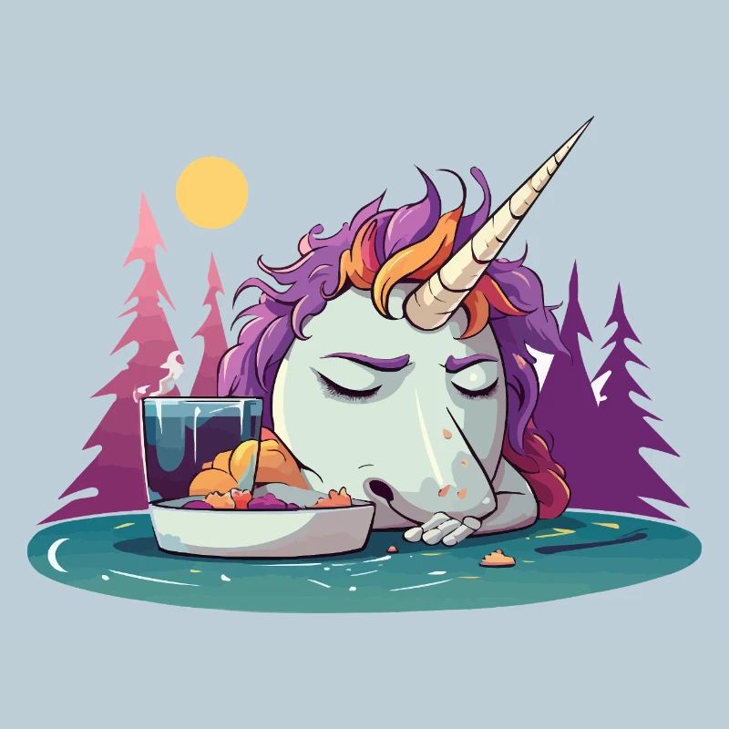 Verschlafenes Einhorn am Teich