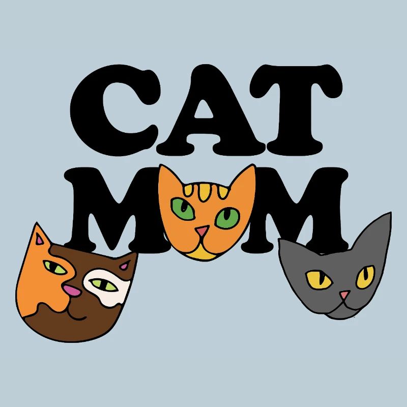 Three Cat Faces in Bold Palette