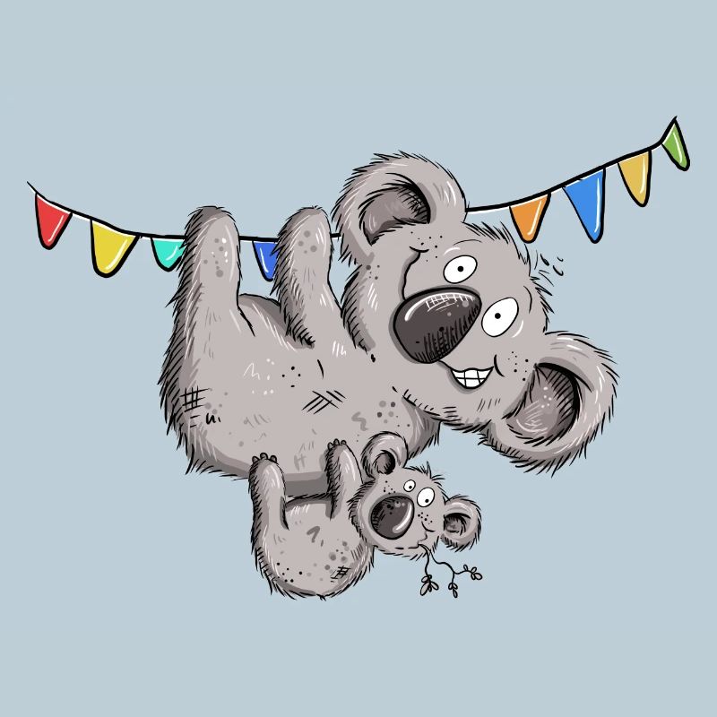 Drôle d’ours koala avec douche de bébé koala