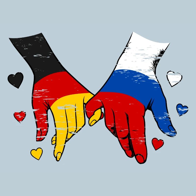 Germany Russia Flag Holding Hands