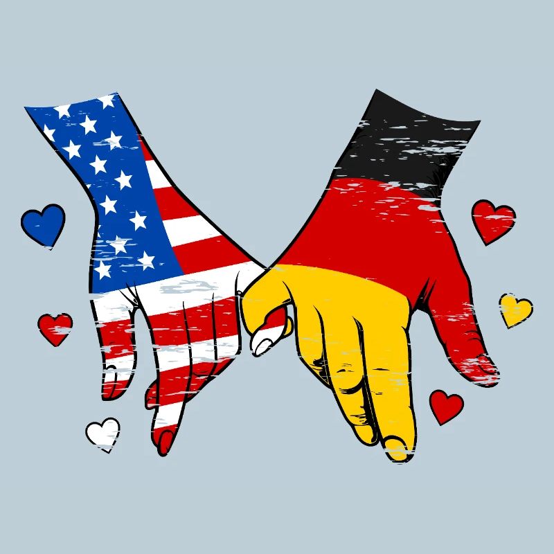 Drapeaux américains-allemands Tenue de main utilisée