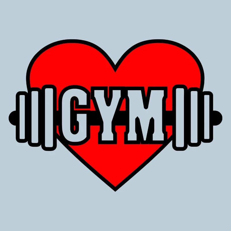 Hantel im roten Herz mit Text 'GYM'