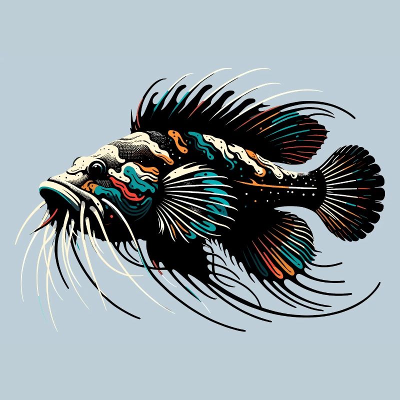 Poisson-chat d’aquarium, poisson-chat d’antenne, minimaliste