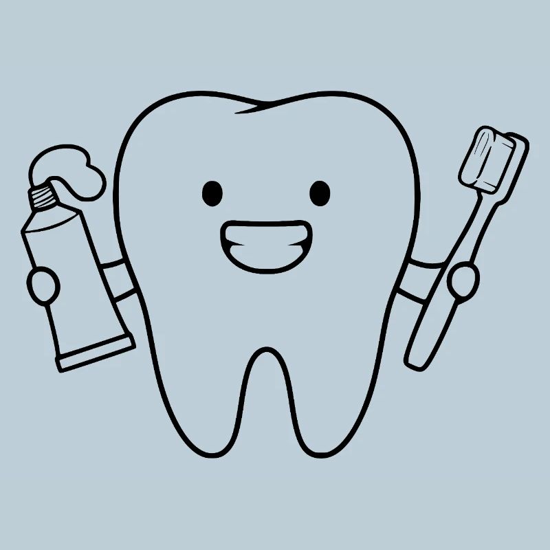 Cartoon Tooth With toothbrush